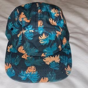 Colorful Hawaiian Baseball Cap with turquoise and orange palm leaves